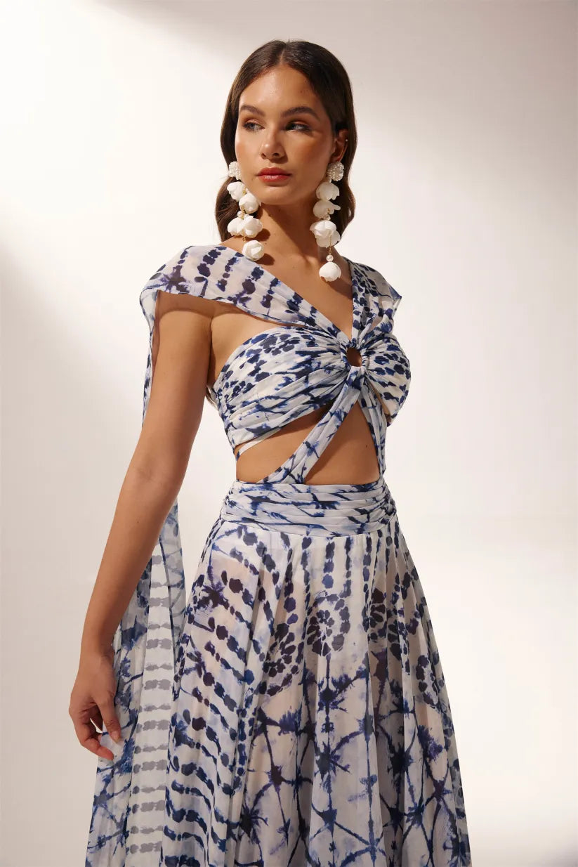 Isabella – Damen Maxi-Kleid mit Druck und Cut-Outs