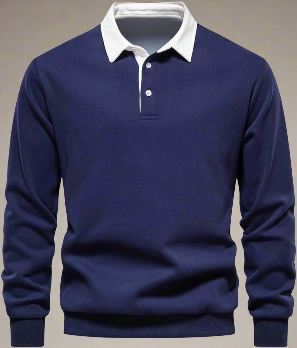 Aiden – Slim-Fit Herren Langarm-Poloshirt