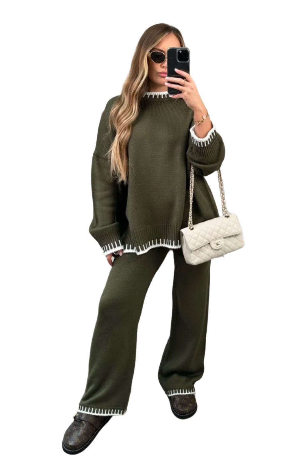 Lavinia – Damen Luxus-Strickpullover und Hosen-Set