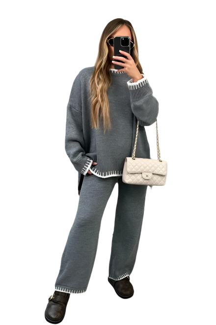 Lavinia – Damen Luxus-Strickpullover und Hosen-Set