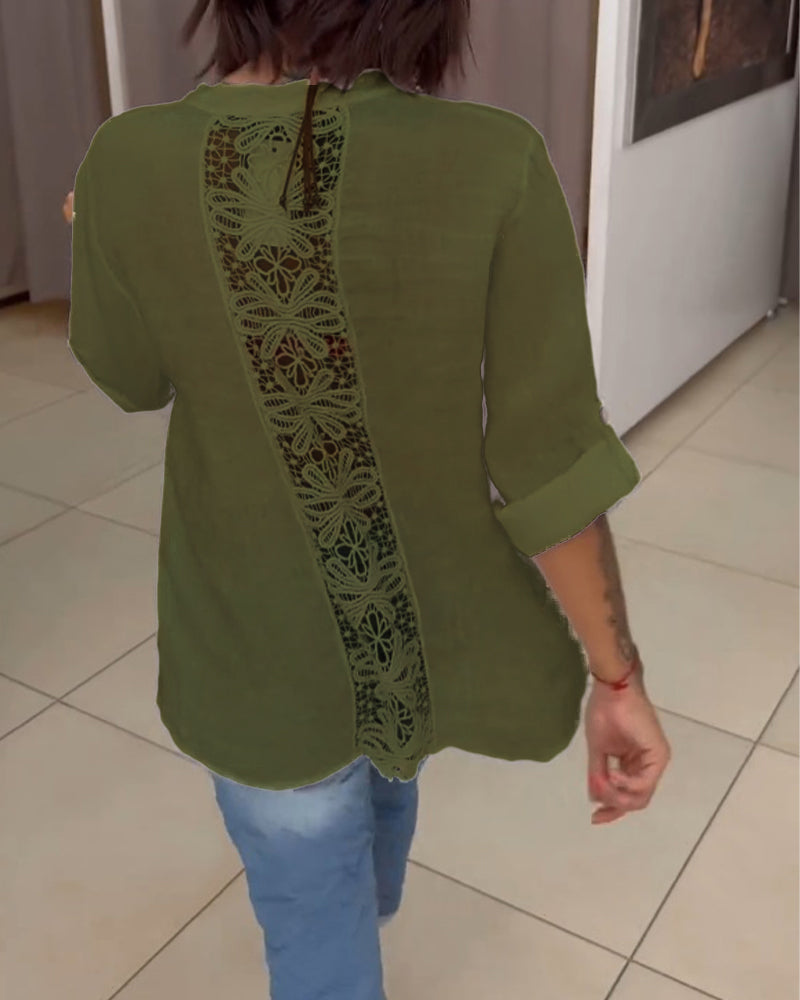 Cecilia – Lässiges Baumwoll-V-Ausschnitt-Shirt für Damen