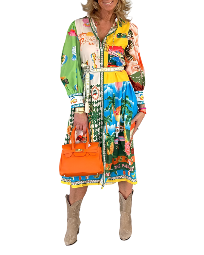 Mima – Damen Buntes Kleid