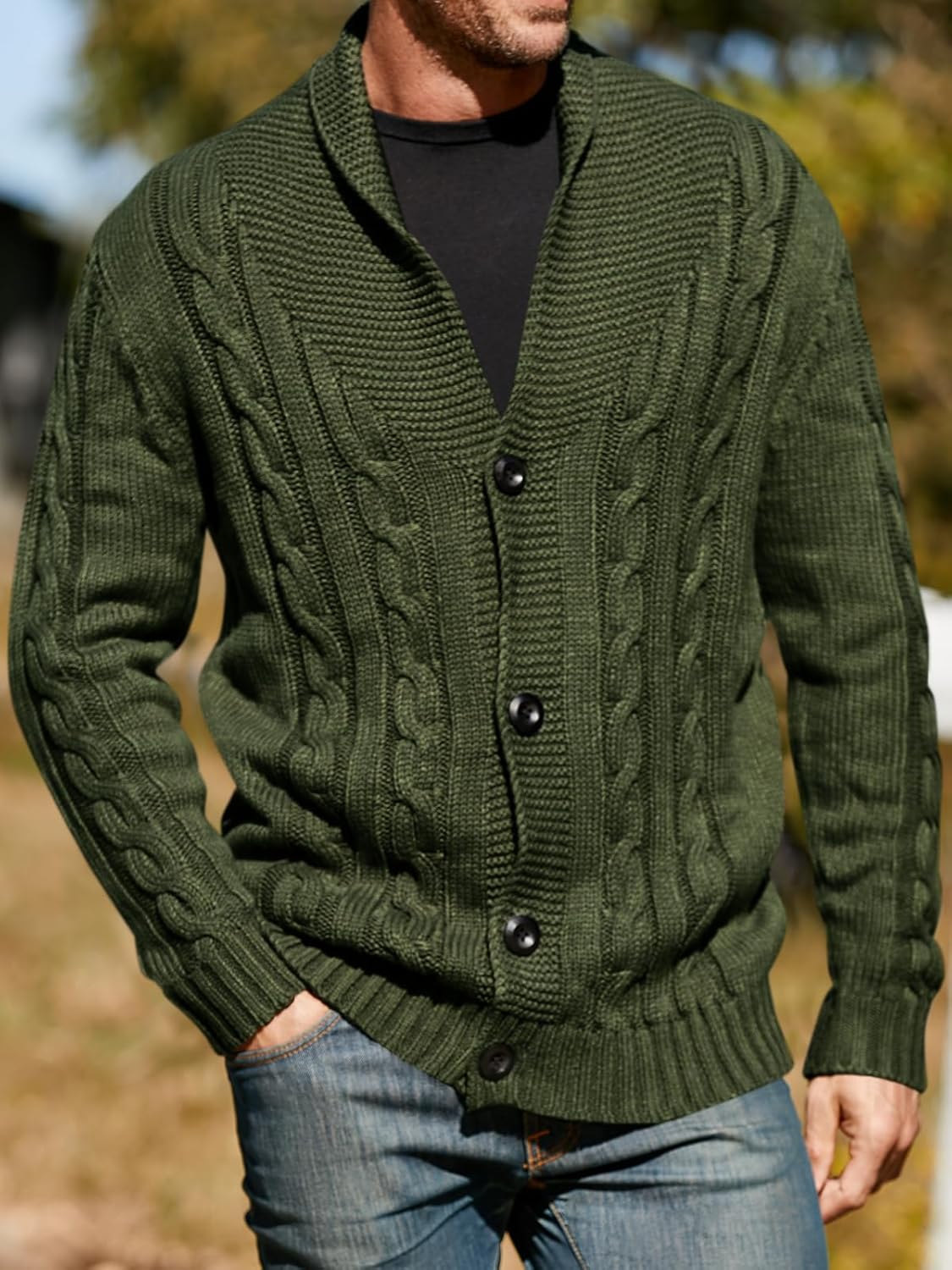 Lorenzo – Slim-Fit Herren Strickjacke mit Zopfmuster