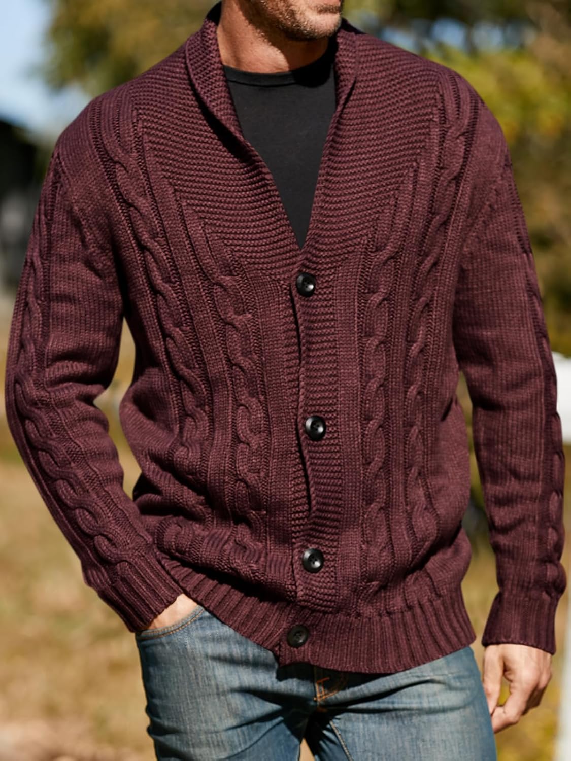 Lorenzo – Slim-Fit Herren Strickjacke mit Zopfmuster