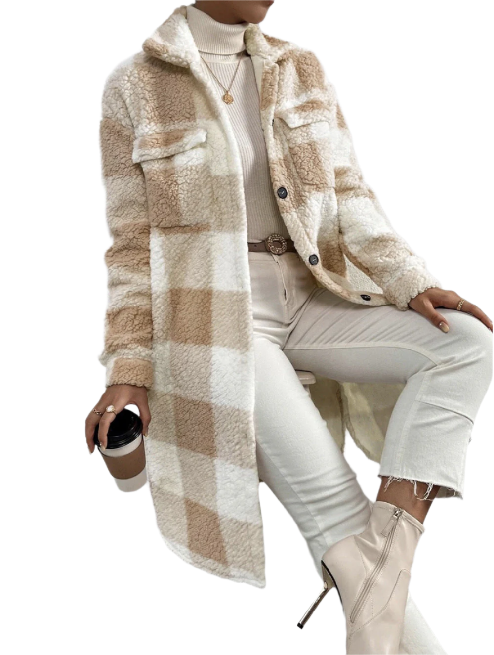 Adele – Elegante Lang geschnittene Damen Karojacke