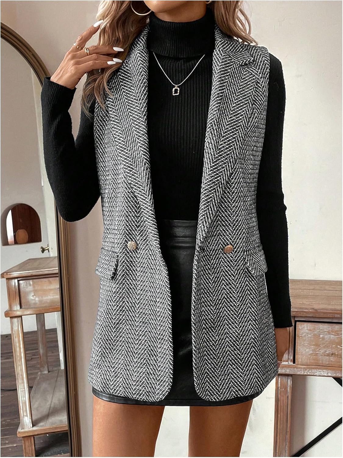 Micah – Elegante Tweed-Westenjacke für Damen