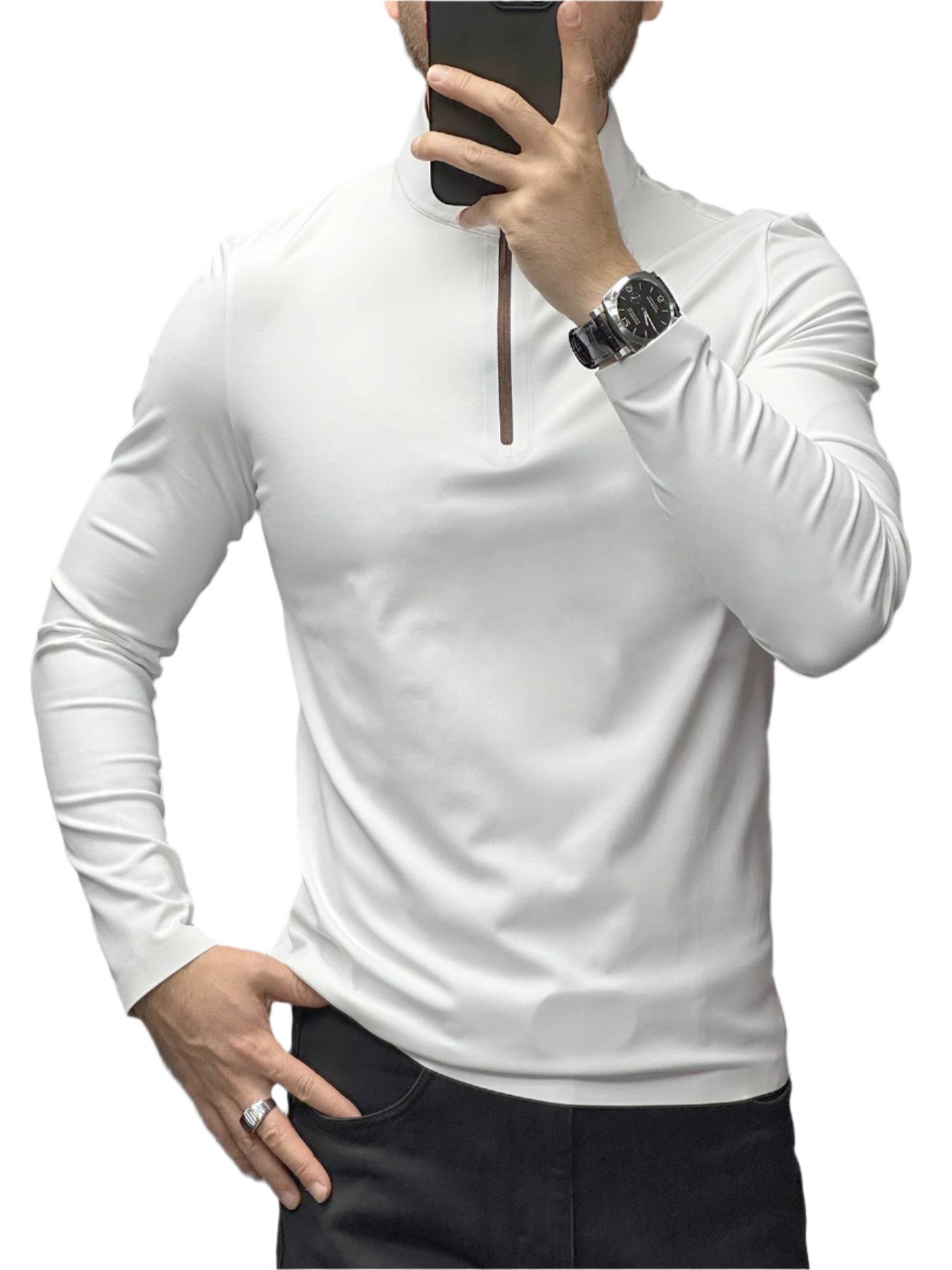 Matteo – Gemütliches Herren-Halbzipper T-Shirt aus Smooth Blend