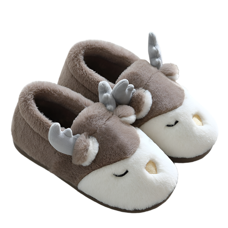 Lucia – Flauschige Rentier Hausschuhe