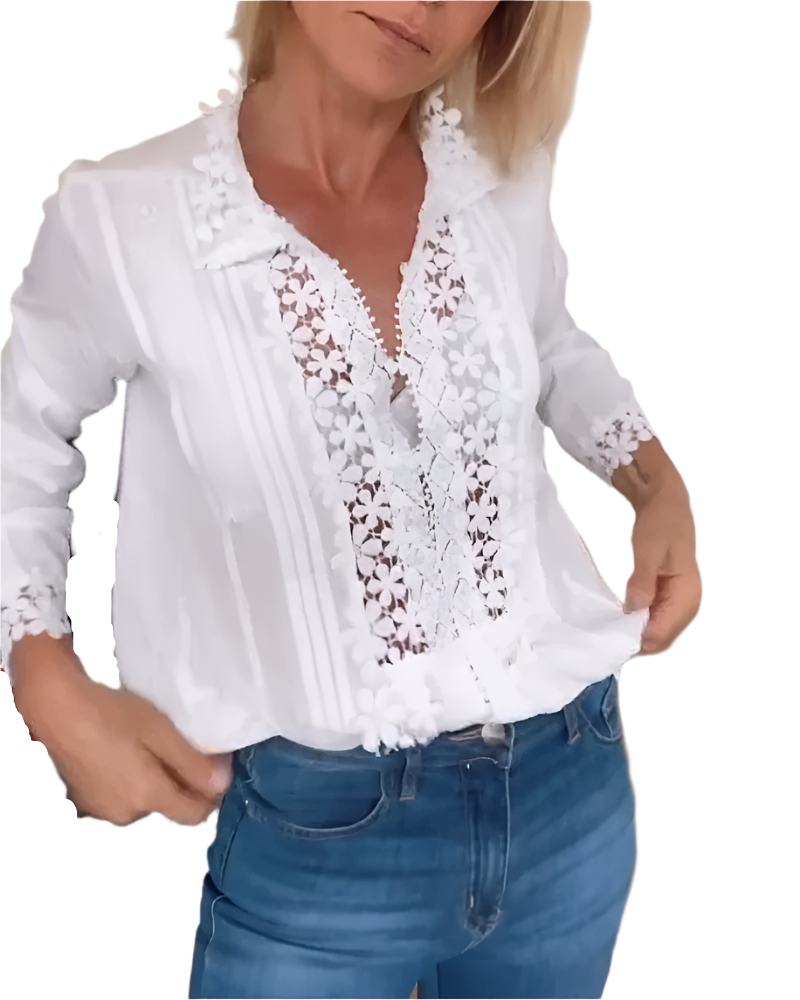 Jelyn – Baumwollhemd mit Spitze für Damen