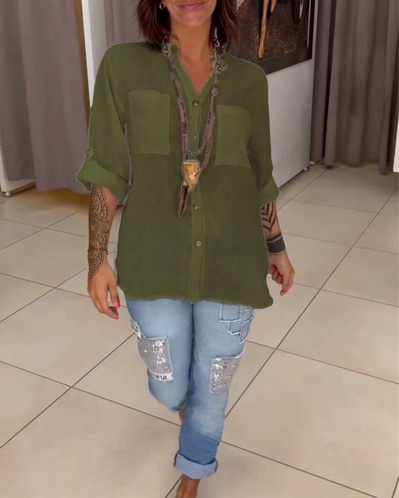 Cecilia – Lässiges Baumwoll-V-Ausschnitt-Shirt für Damen