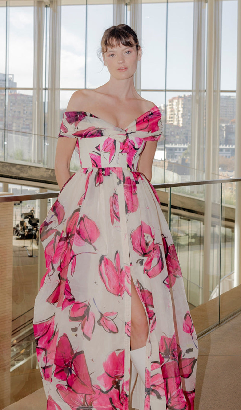 Isabella – Elegantes Bedrucktes Corsagen-Maxikleid für Damen