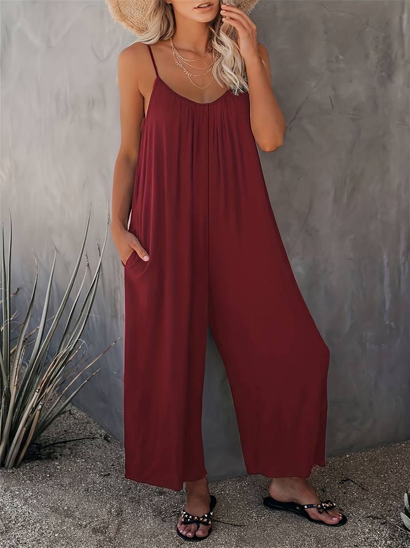 Magda – Rüschen-Boho-Overall mit weitem Bein für Damen