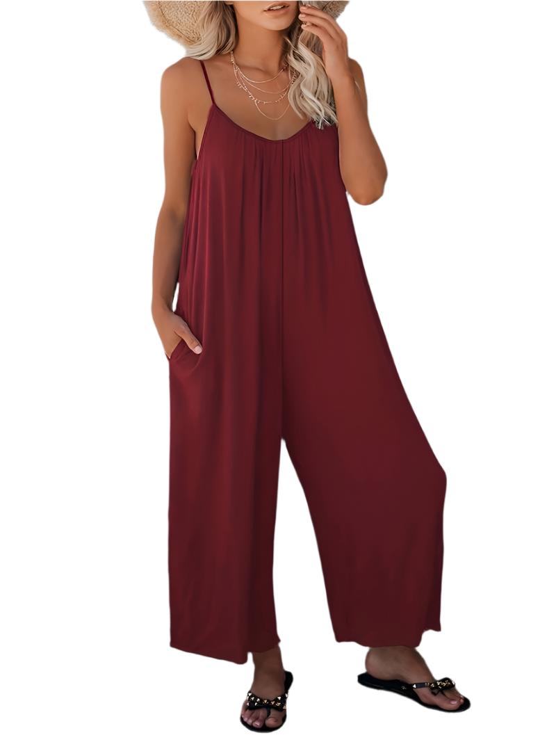 Magda – Rüschen-Boho-Overall mit weitem Bein für Damen
