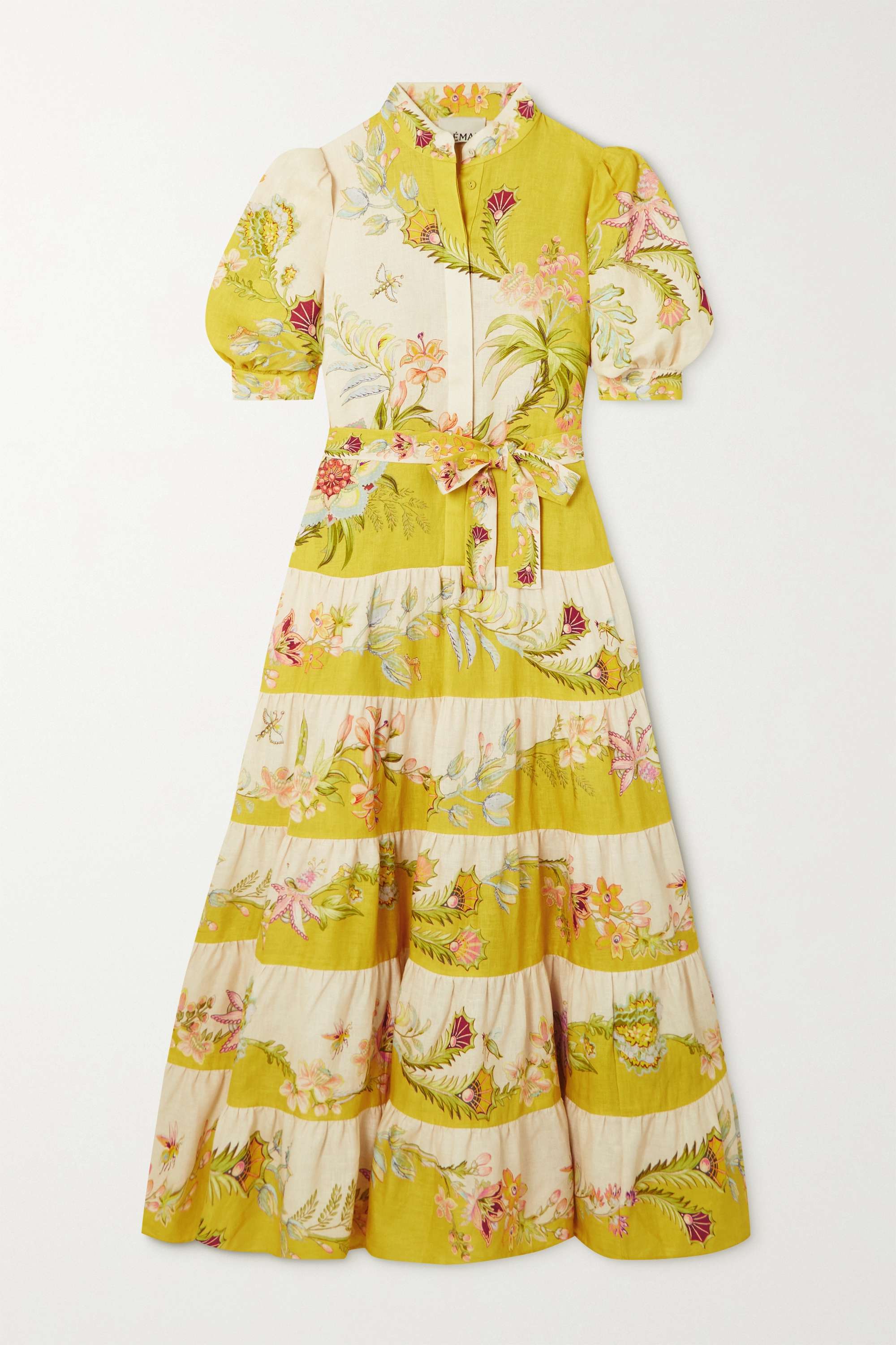 Giovanna – Elegantes Leinenkleid für Frauen mit Blatt- und Libellenmotiven