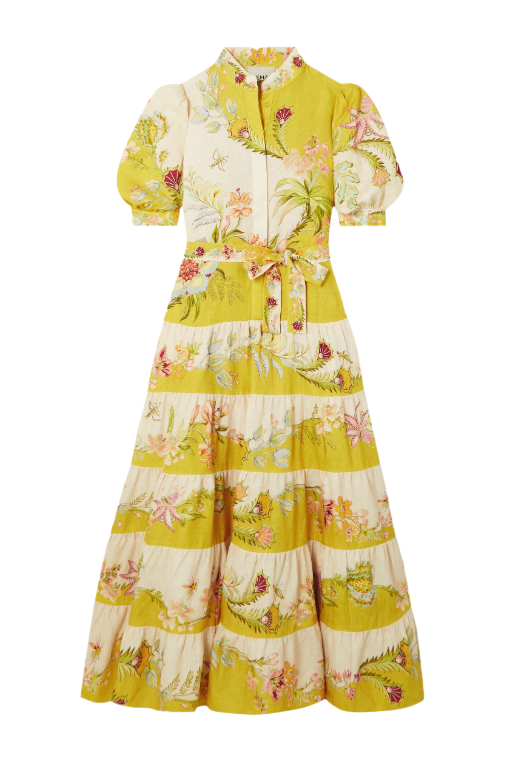 Giovanna – Elegantes Leinenkleid für Frauen mit Blatt- und Libellenmotiven