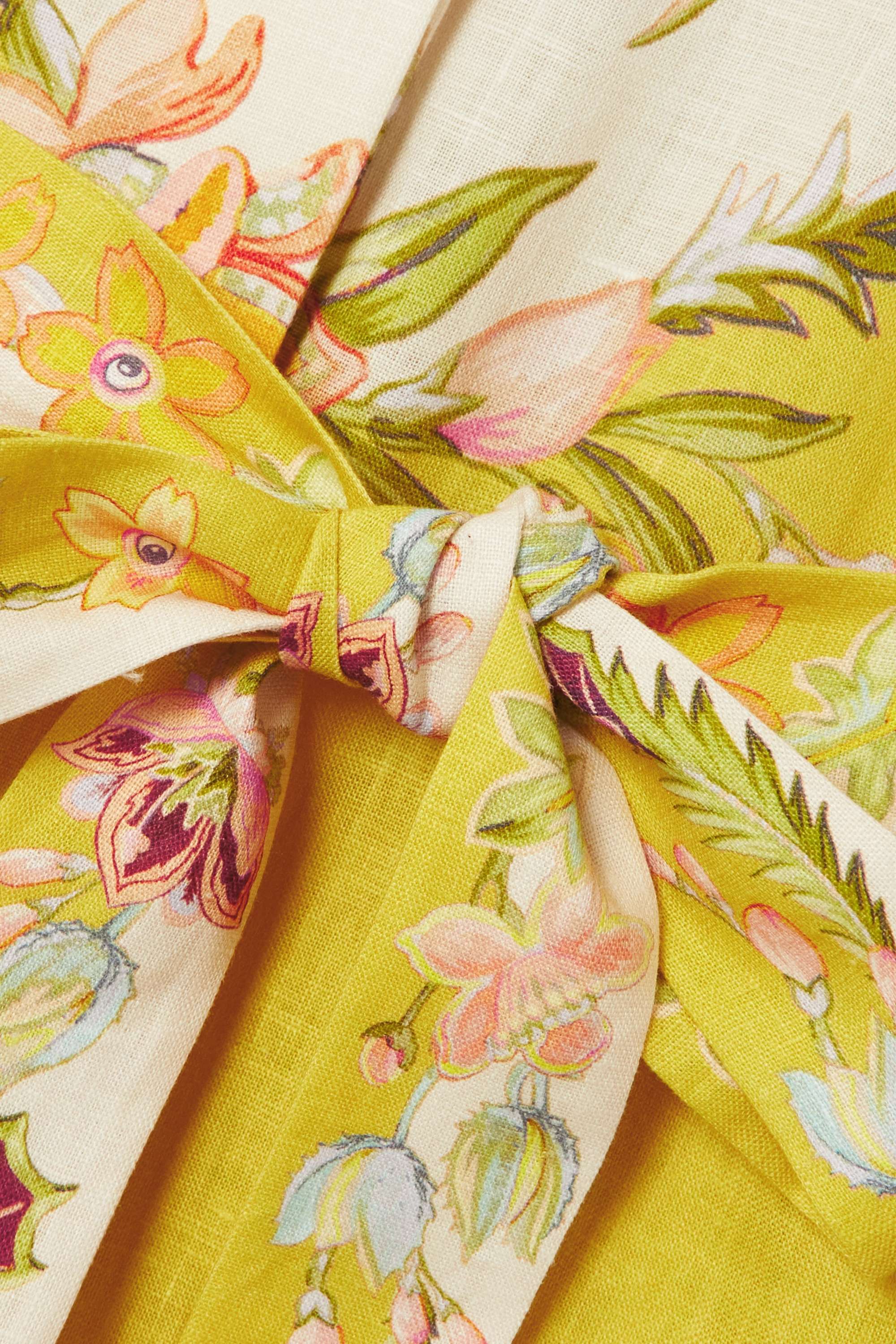 Giovanna – Elegantes Leinenkleid für Frauen mit Blatt- und Libellenmotiven