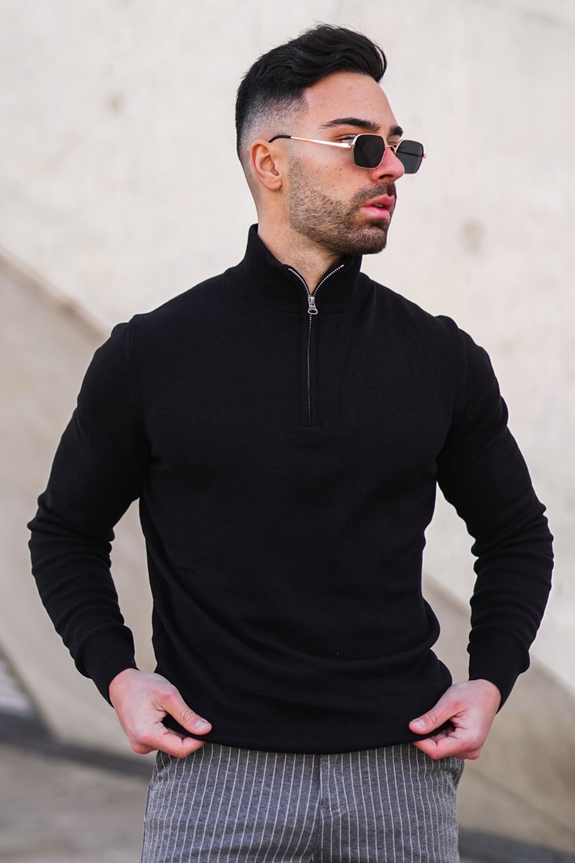 Matteo – Herren-Halbreißverschluss-Strickpullover
