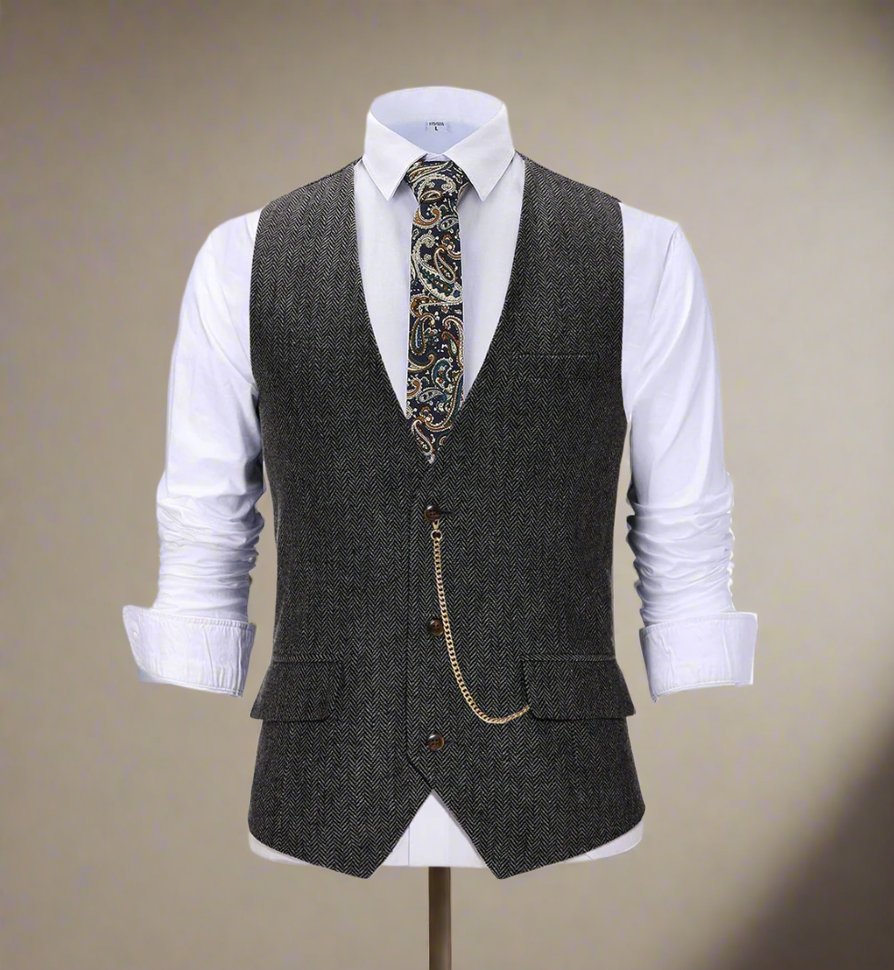 Alessandro – Klassische Herren-Herringbone-Weste