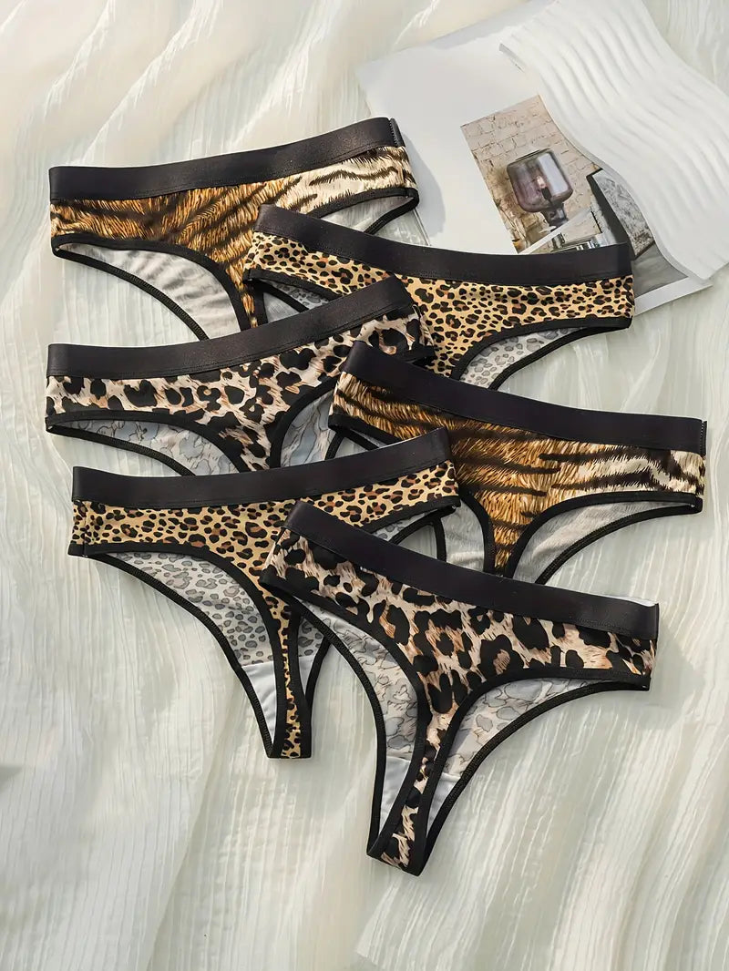 Cleo – 6-Tangas Set Damen im Leopard