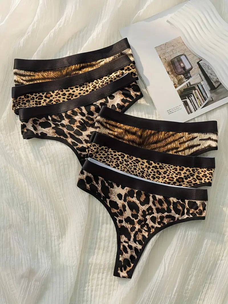Cleo – 6-Tangas Set Damen im Leopard