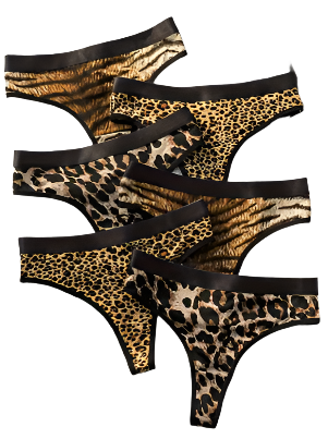 Cleo – 6-Tangas Set Damen im Leopard