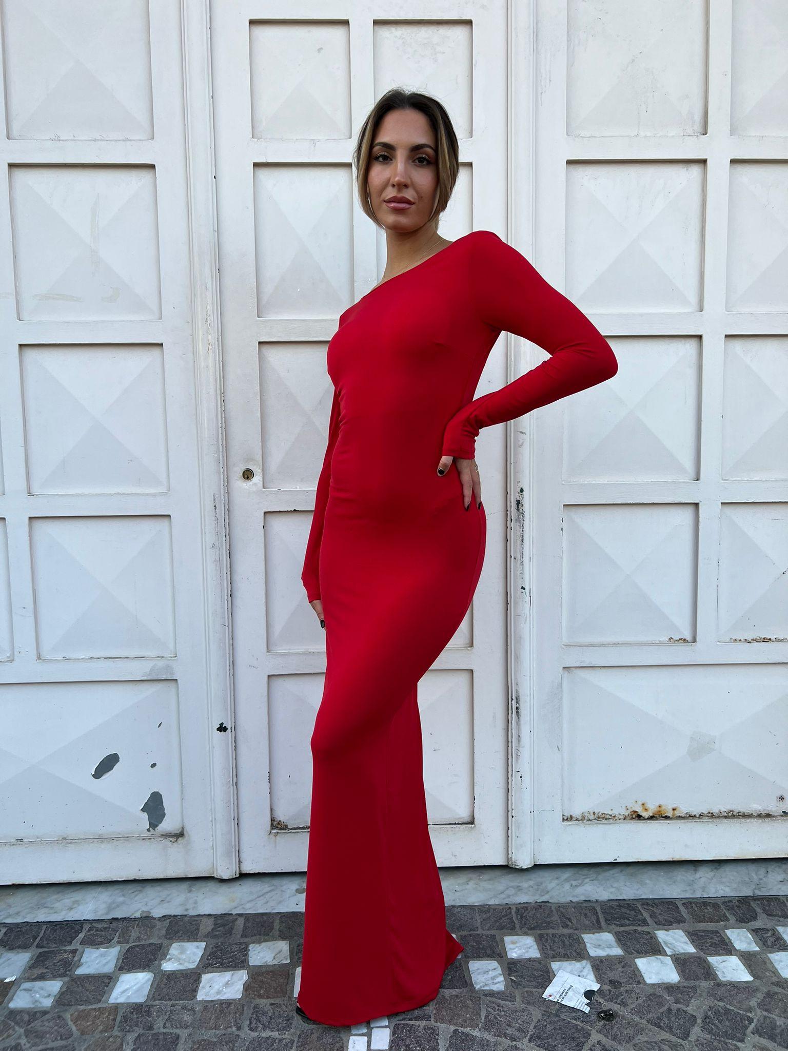 Elena – Elegantes Langes Kleid mit Perlen für Frauen