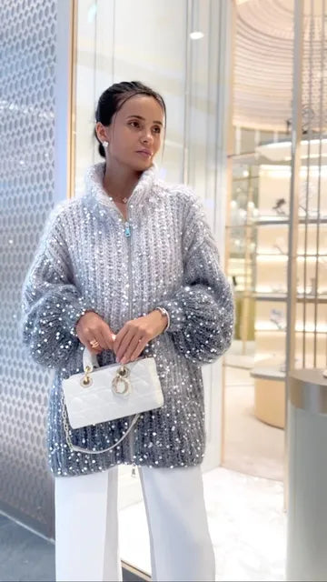 Giovanna – Lässiger Pailletten-Pullover mit V-Ausschnitt für Damen