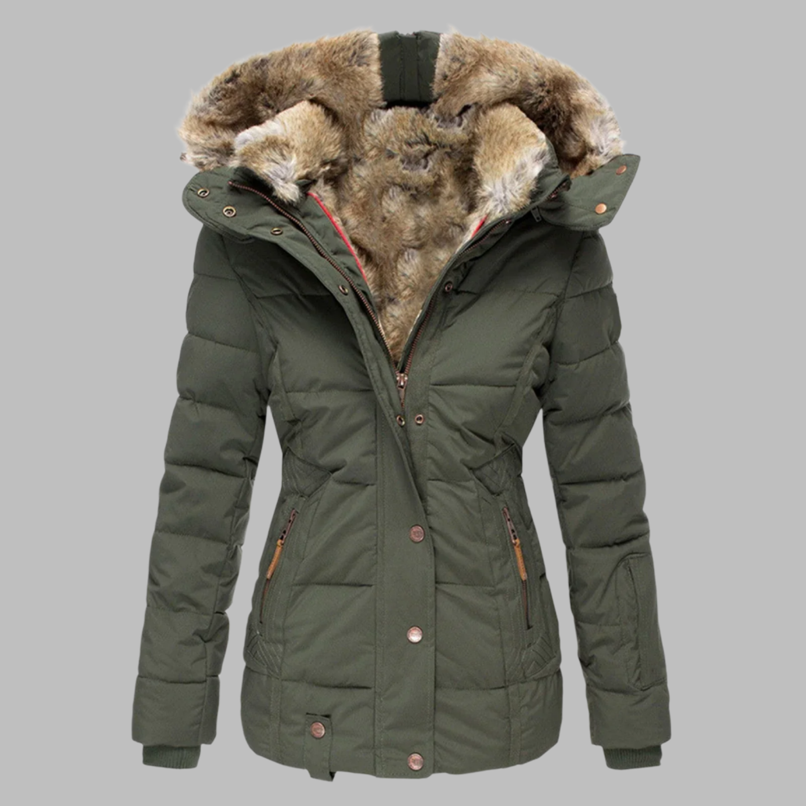 Alessio – Damen Wintermantel mit luxuriösem Kunstfell-Futter