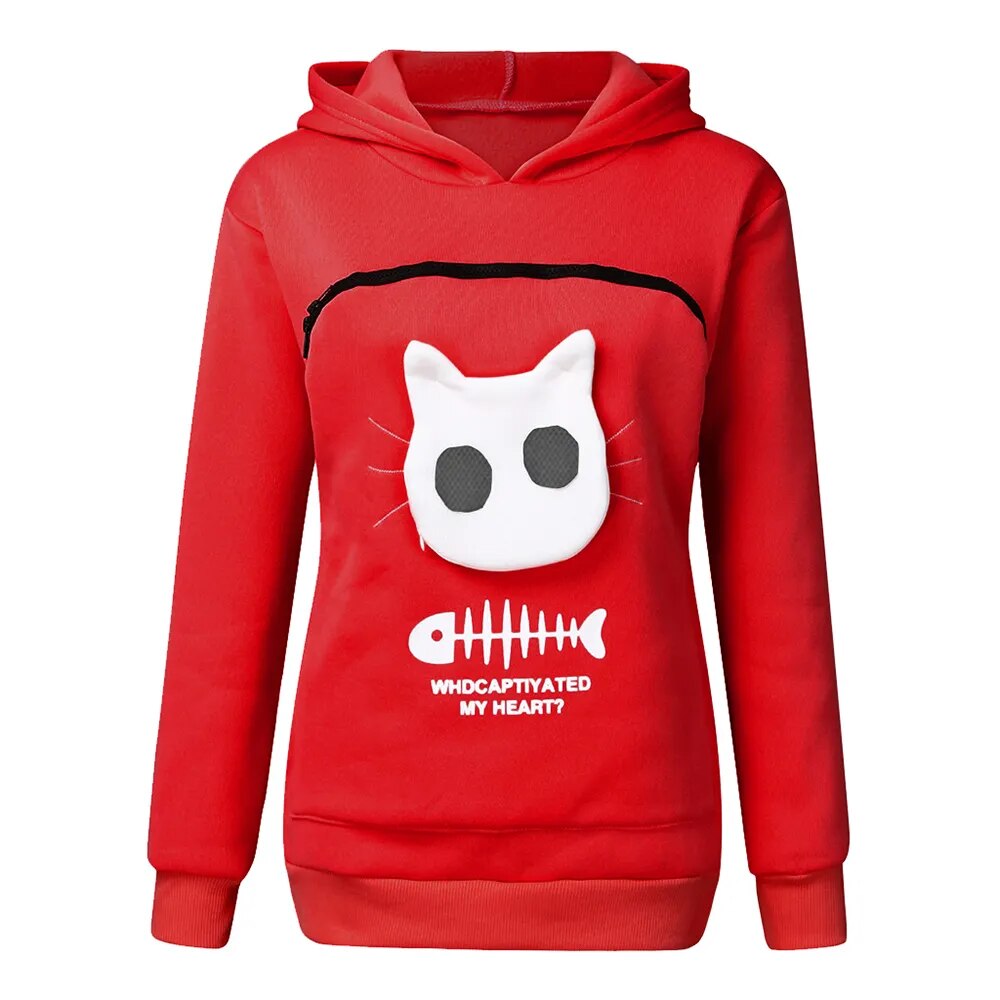 Lucia – Cozy Cat Lovers Women’s Hoodie with Pet Pouch