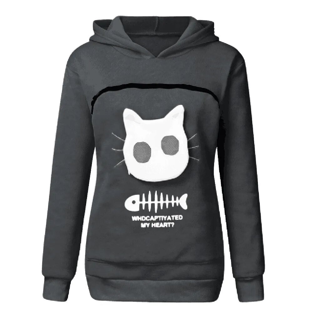Lucia – Cozy Cat Lovers Women’s Hoodie with Pet Pouch