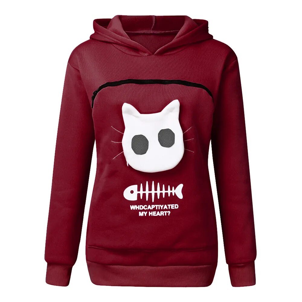 Lucia – Cozy Cat Lovers Women’s Hoodie with Pet Pouch