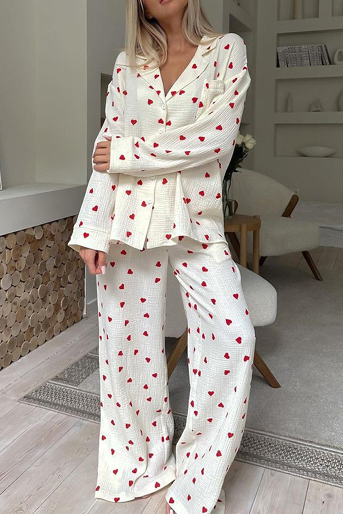 Valentina – Kuscheliges Pyjama-Set mit Herzmotiv für Damen