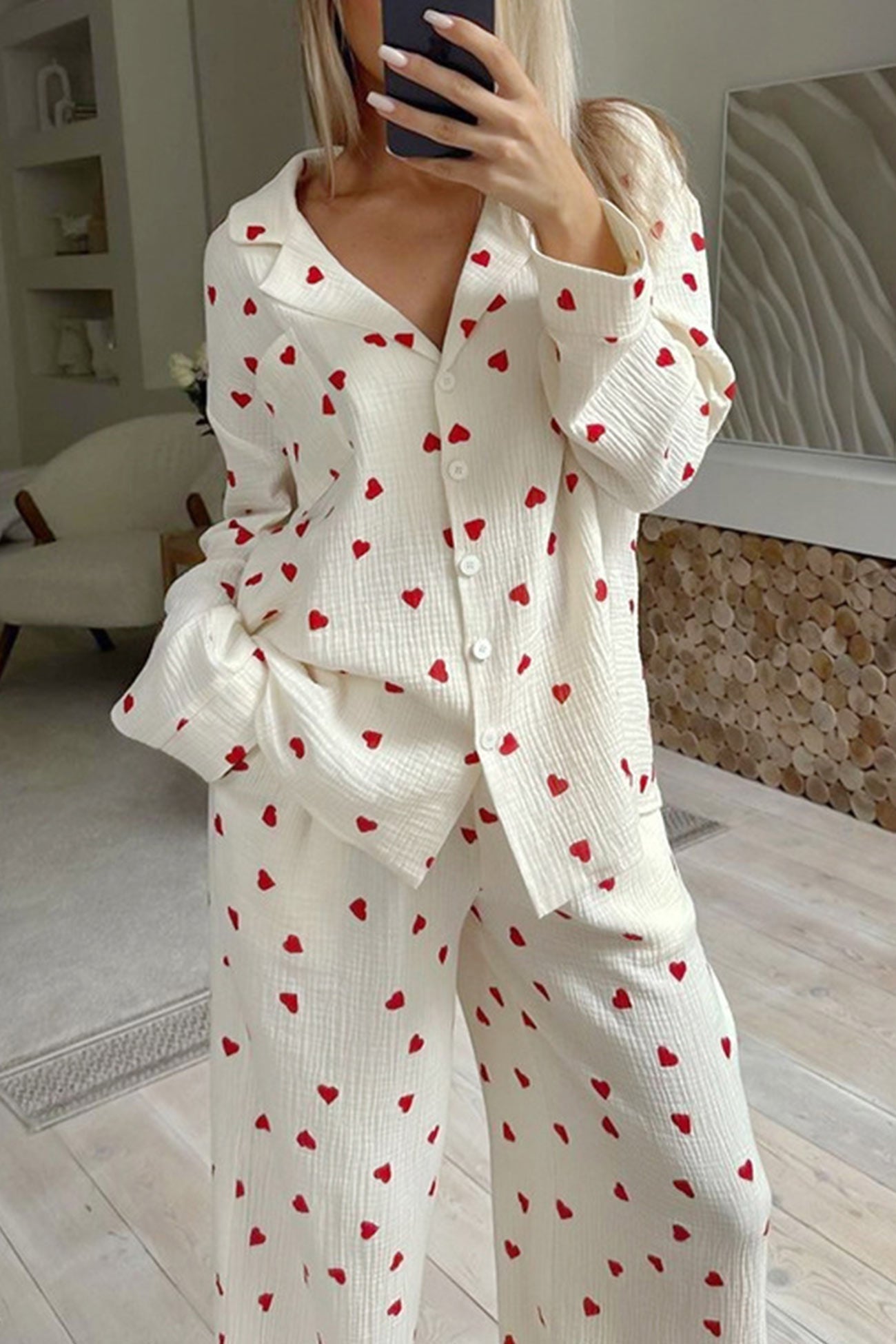Valentina – Kuscheliges Pyjama-Set mit Herzmotiv für Damen