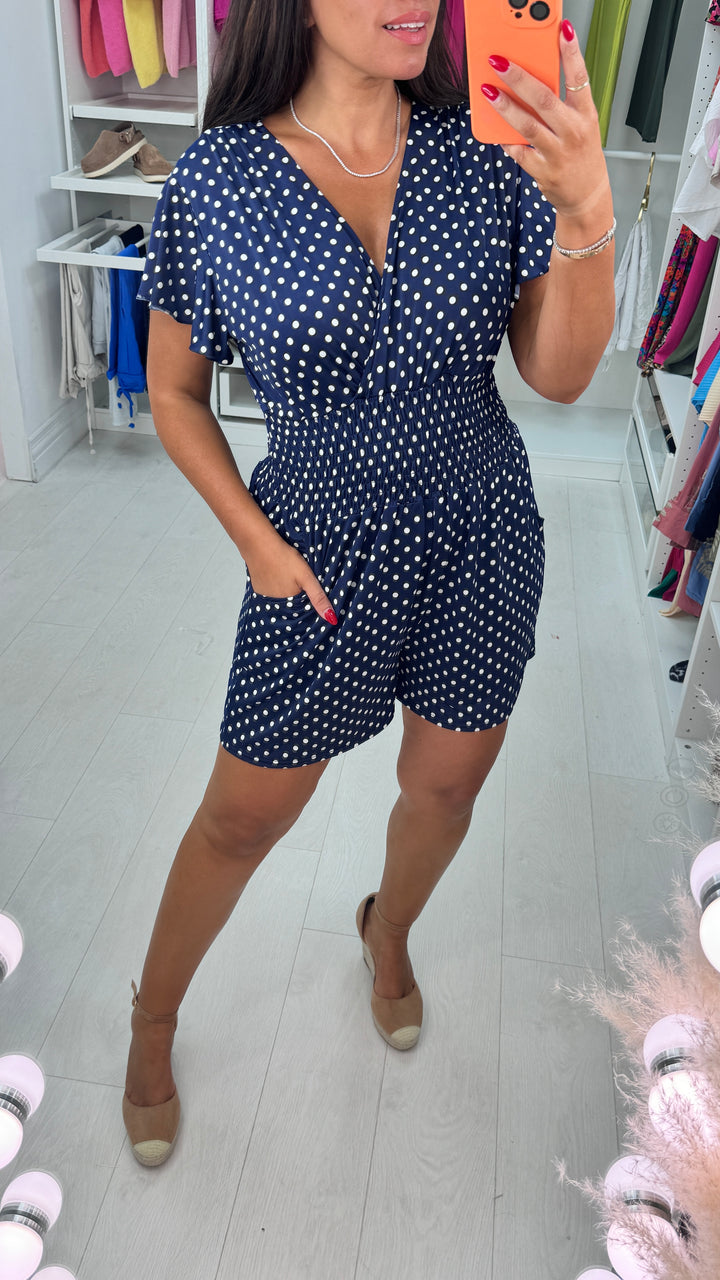 Minni – Gepunkteter Polka Dot Playsuit für Damen