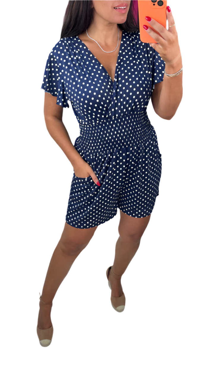 Minni – Gepunkteter Polka Dot Playsuit für Damen
