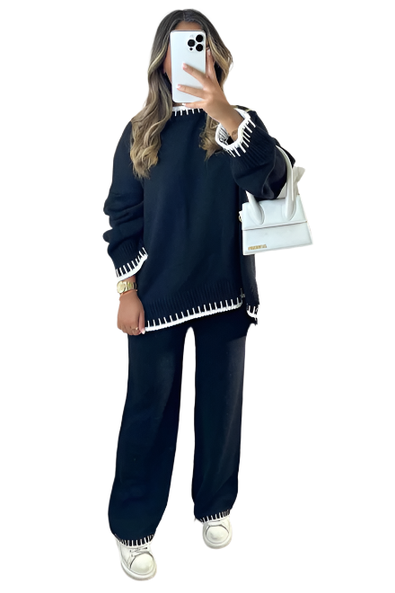 Lavinia – Damen Luxus-Strickpullover und Hosen-Set