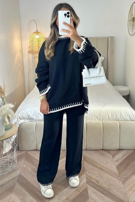 Lavinia – Damen Luxus-Strickpullover und Hosen-Set