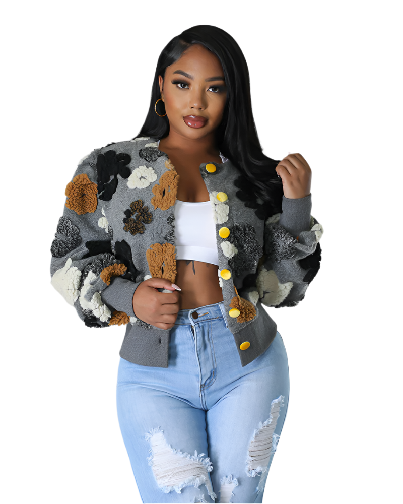 Sofia – Blüten Damen-Sherpa-Jacke