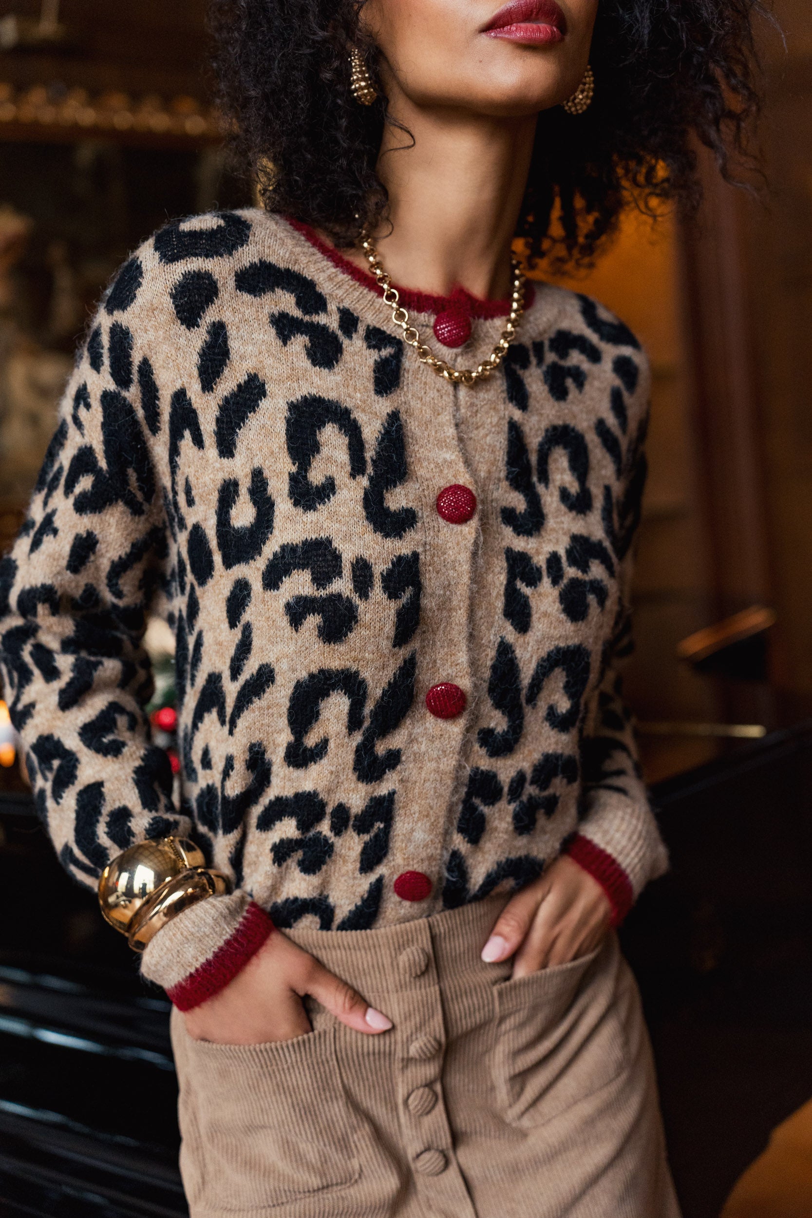 Amara – Chic Leopardprint Strickjacke