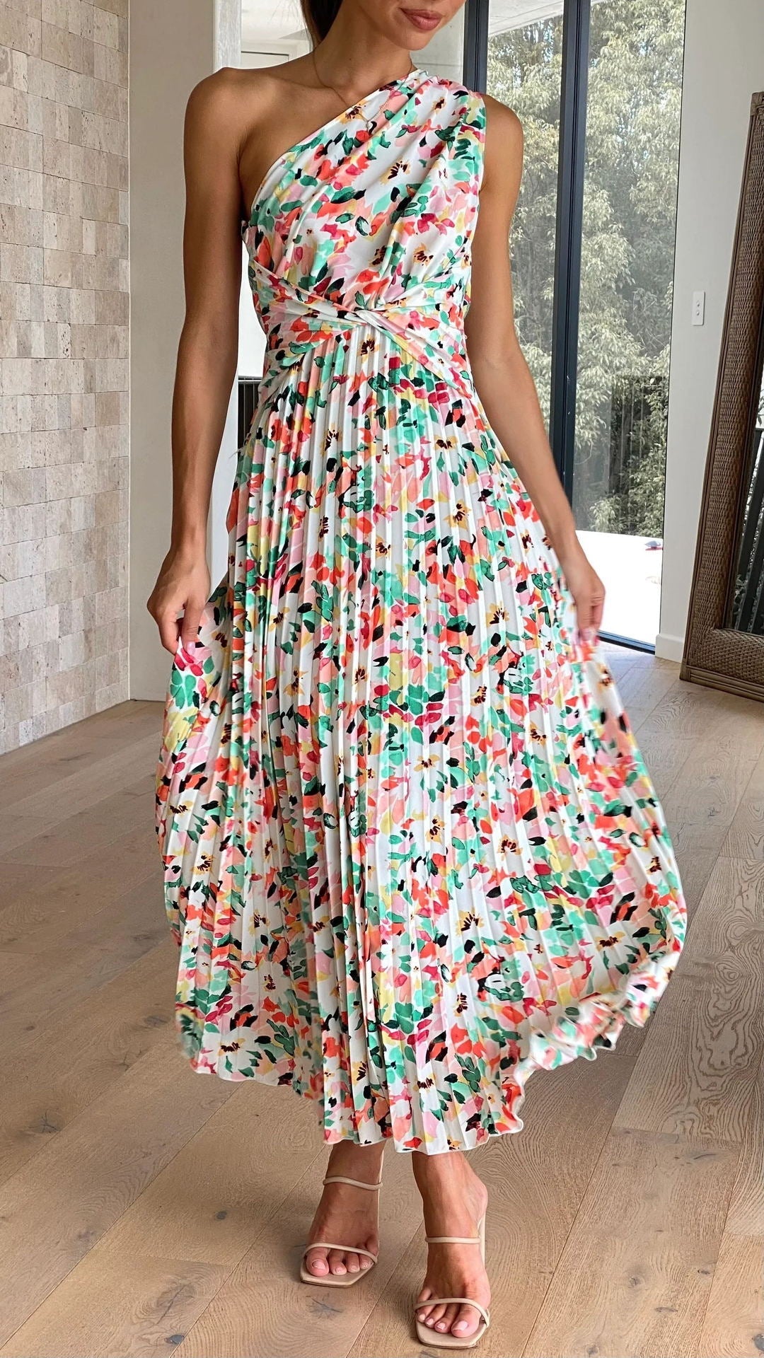 Gabriella – Elegantes Ein-Schulter-Blumenkleid für Frauen