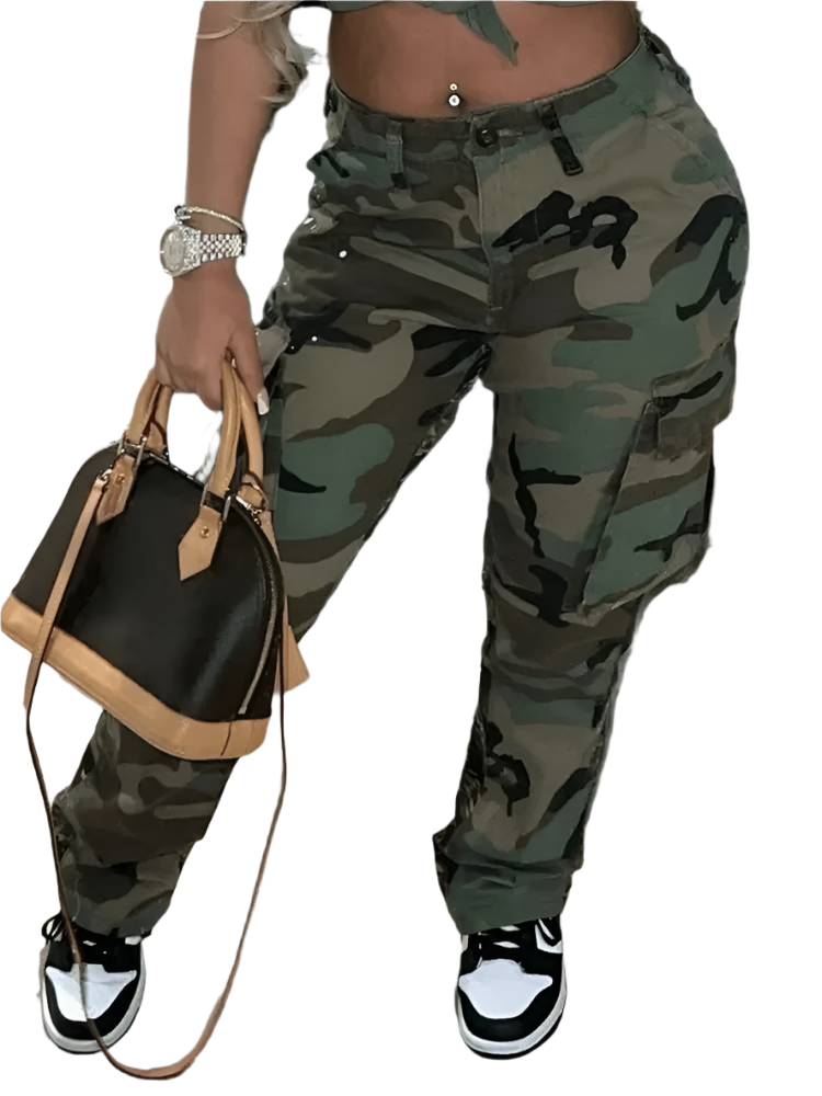 Isabella – Stretch-Fit Damen Chic Camo Cargohose
