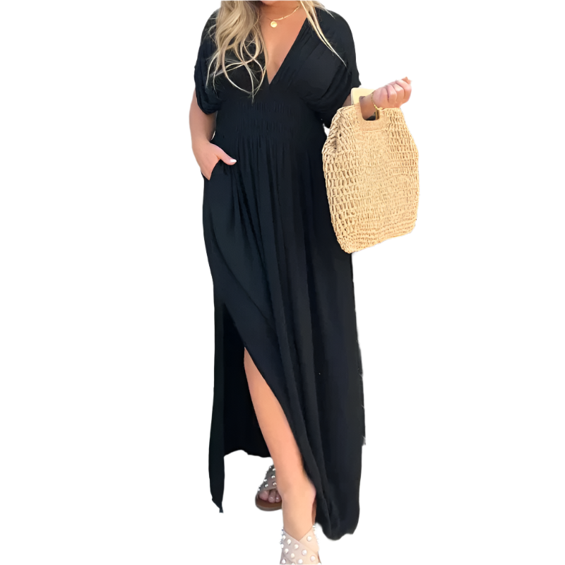 Camilla – Elegantes Damen V-Ausschnitt Kleid