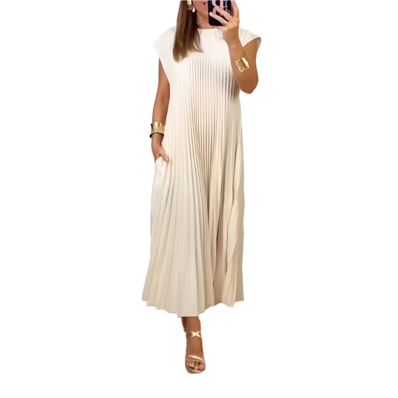 Elena – Elegantes ärmelloses Falten Damen Kleid