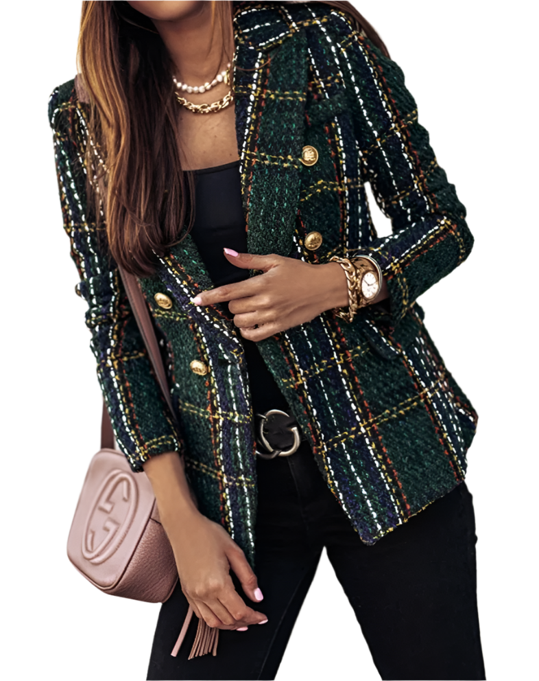 Ciara – Kariertes Doppeltknopf-Blazerjacke für Damen