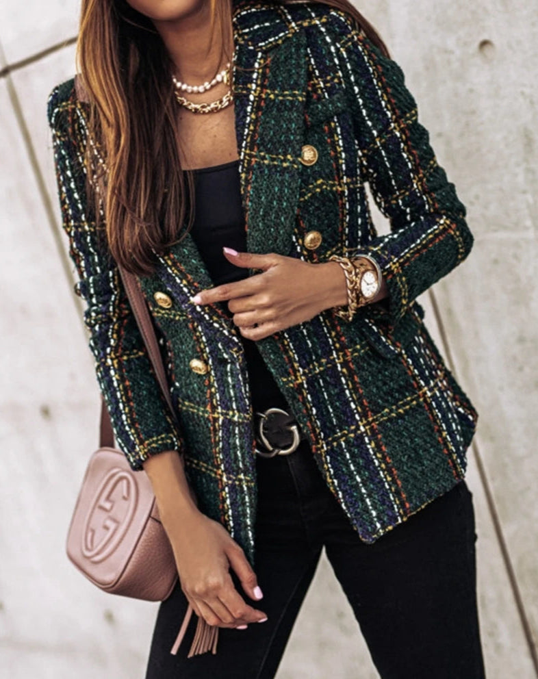 Ciara – Kariertes Doppeltknopf-Blazerjacke für Damen