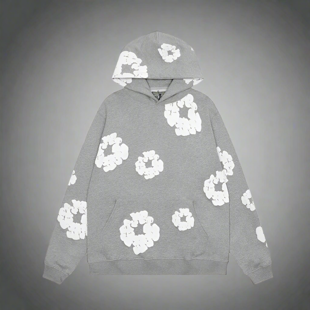 Alex – Geblümter Denim Unisex Hoodie