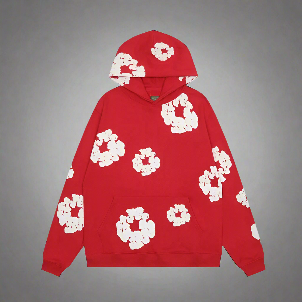 Alex – Geblümter Denim Unisex Hoodie