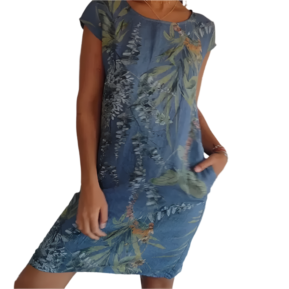 Mila – Sommerkleid mit Vintage-Print und Taschen für Damen
