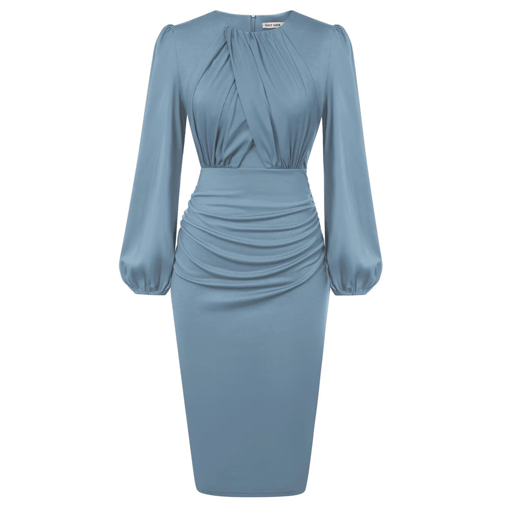 Alena – Elegantes Kontrast-Bodycon-Midikleid für Damen