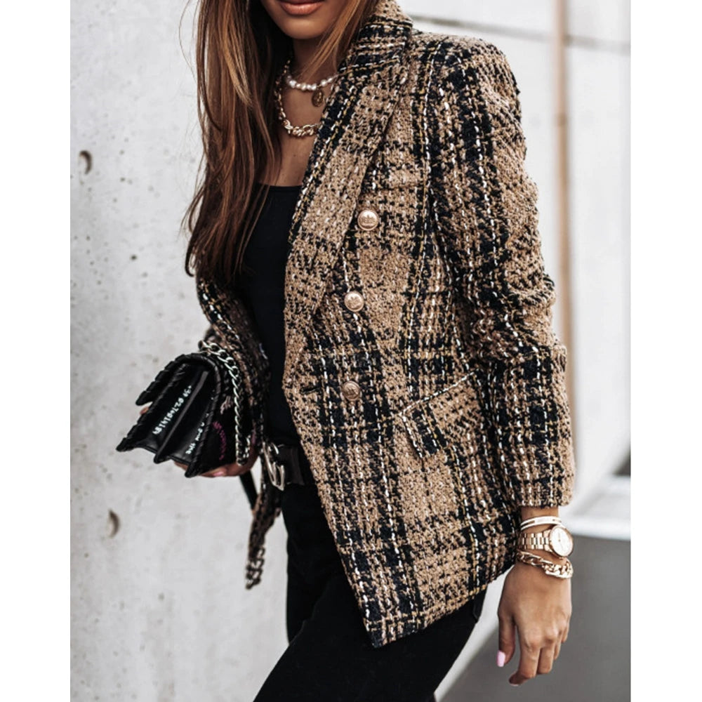 Ciara – Kariertes Doppeltknopf-Blazerjacke für Damen